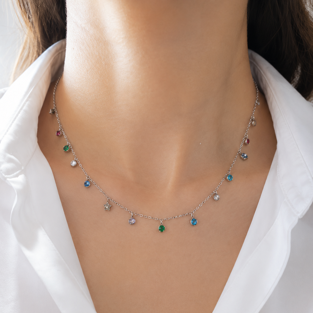 Collar estrellas zirconia colores