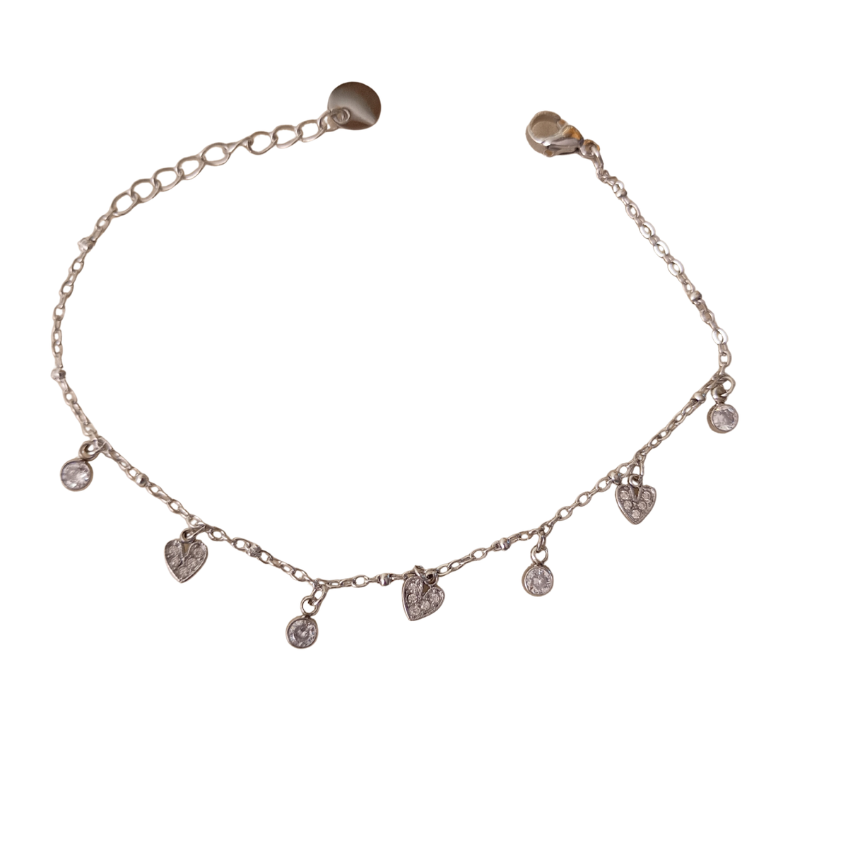 Pulsera dijes corazones con piedras