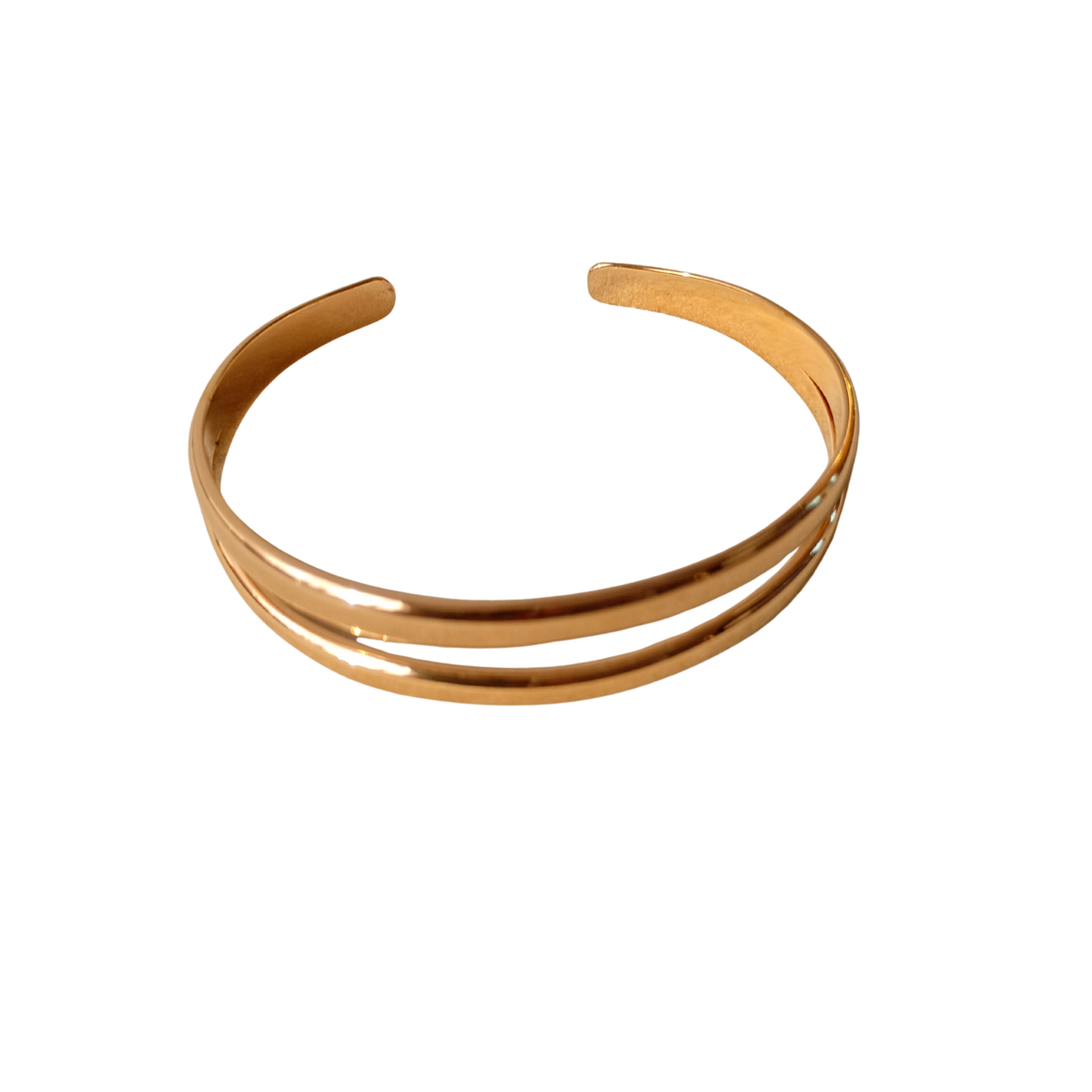Pulsera doble acero inoxidable dorada rigida