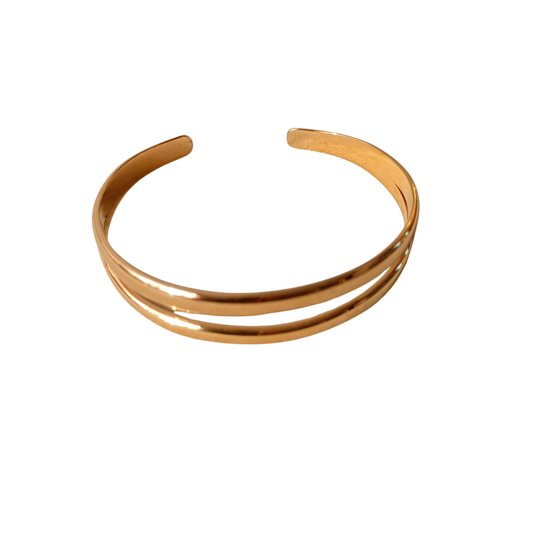 Pulsera doble acero inoxidable dorada rigida