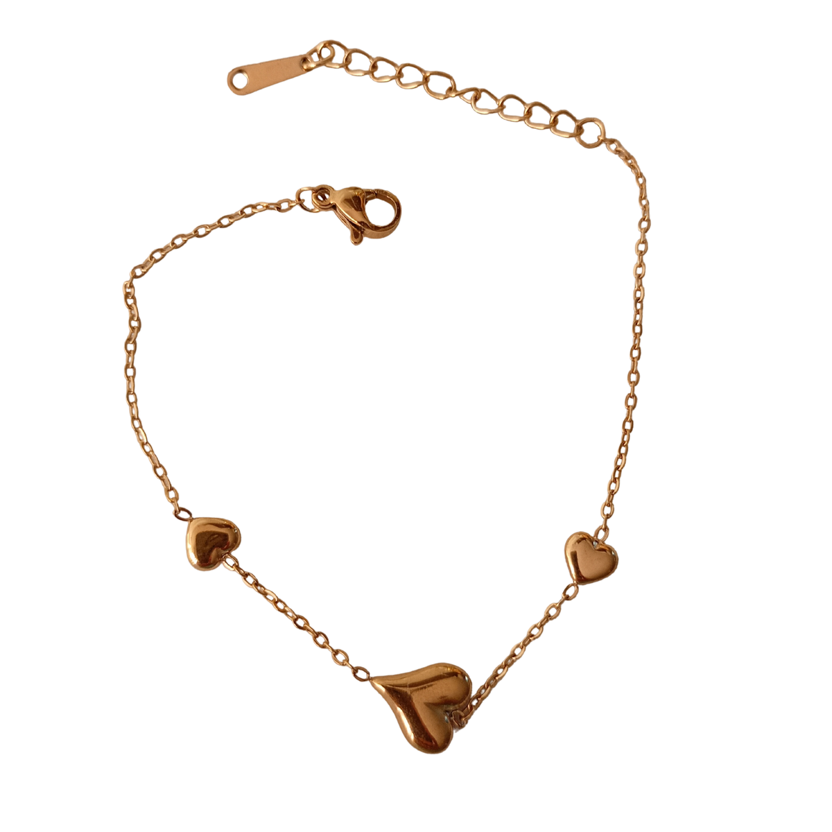 Pulsera corazones dorada acero